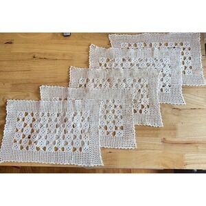 Lot of 5‎ Vintage Handmade Crochet Placemats 16"x10" Charleston Cottagecore